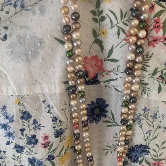 Large Long multicolored Hand Knotted PEARLS~Gorgeous! $500 Value!